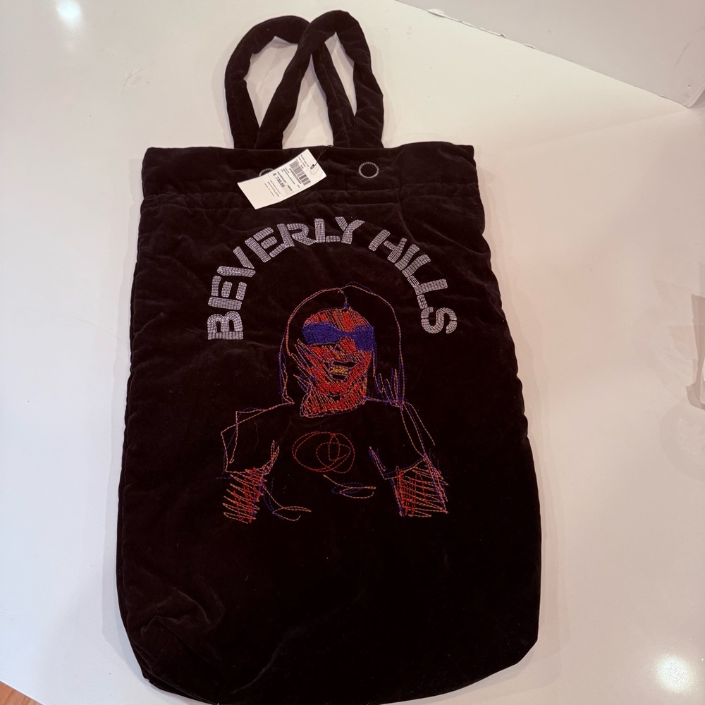 New Bernhard Willhelm Velvet Tote Bag Embroidered Beverly Hills Capital NWT